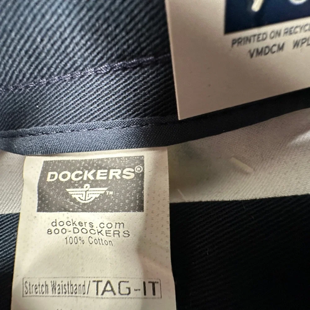 Dockers Original Khaki Pants Mens 36x34 Navy Classic Fit Flat Front Chinos NEW